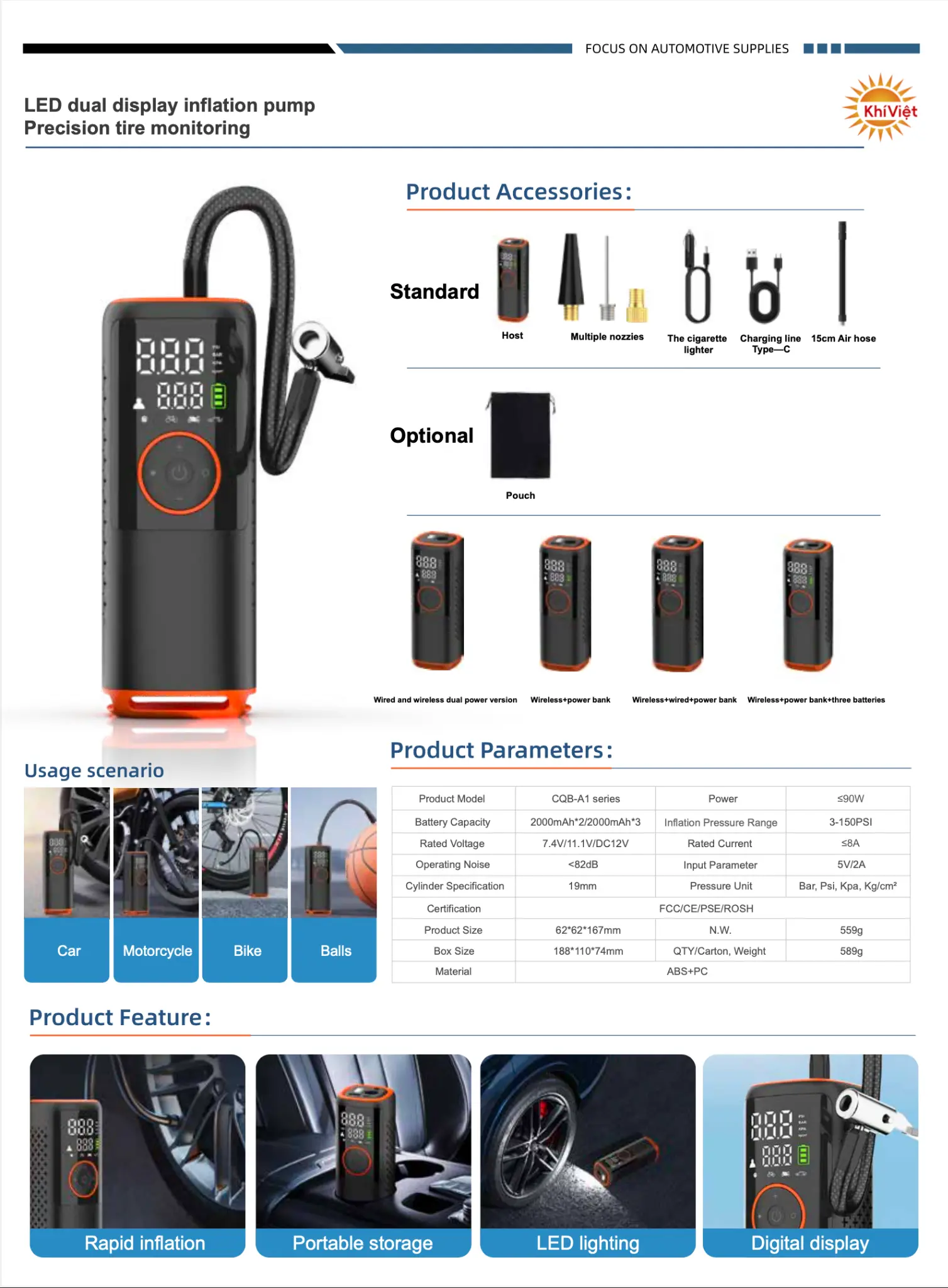 LED Dual Display Inflation Pump product details