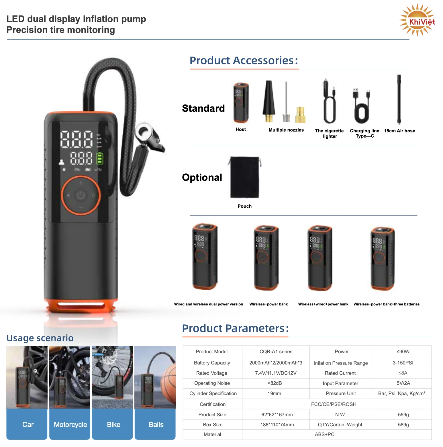 LED Dual Display Inflation Pump