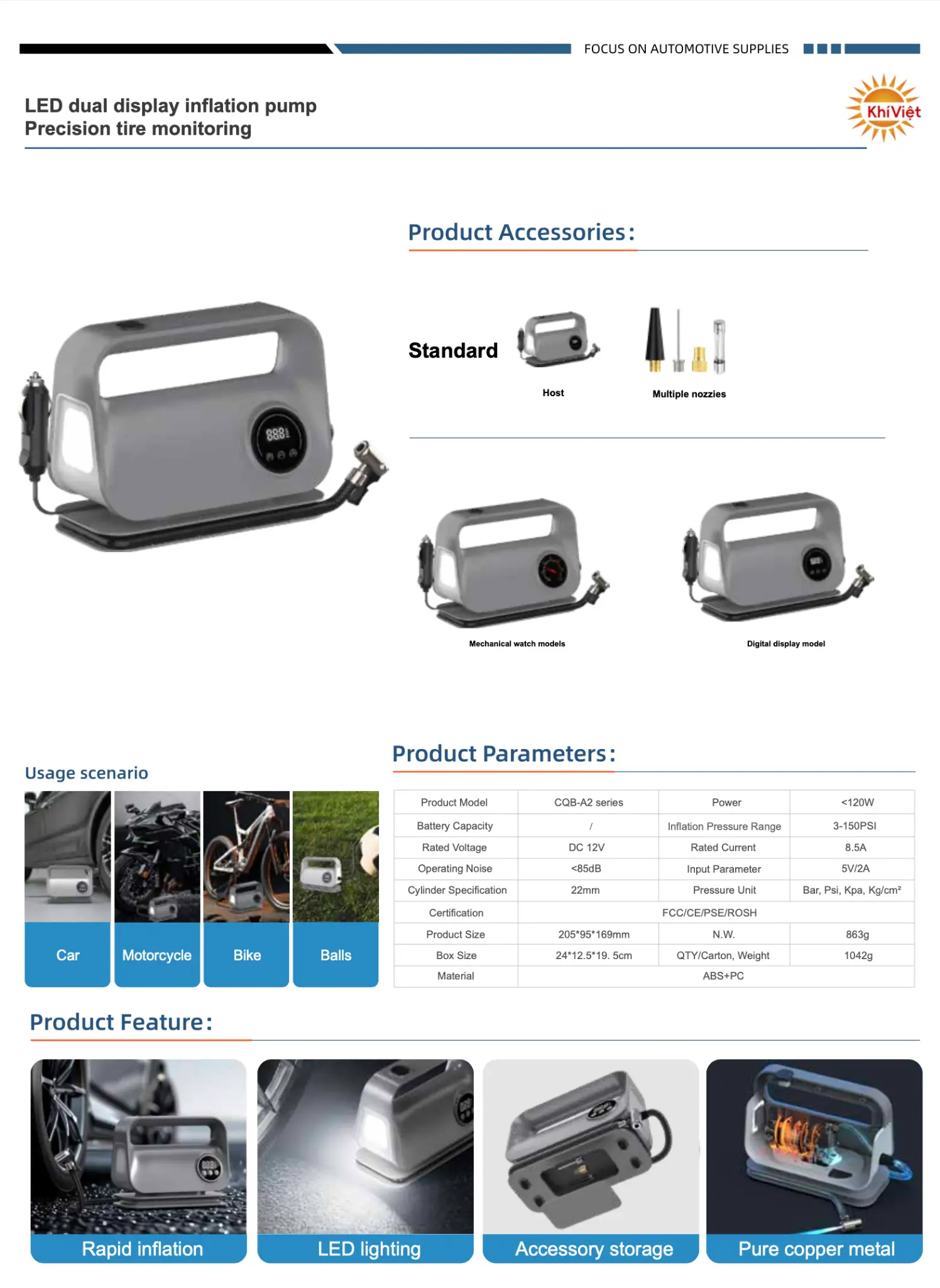 LED Dual Display Inflation Pump product details