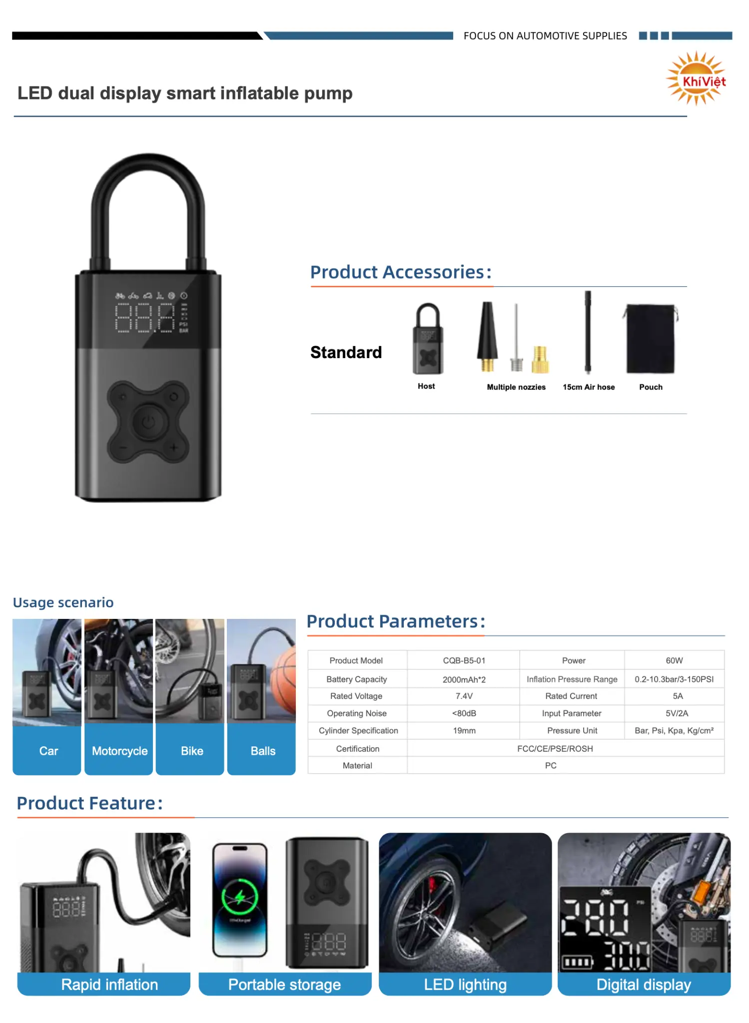 LED Dual Display Smart Inflatable Pump product details