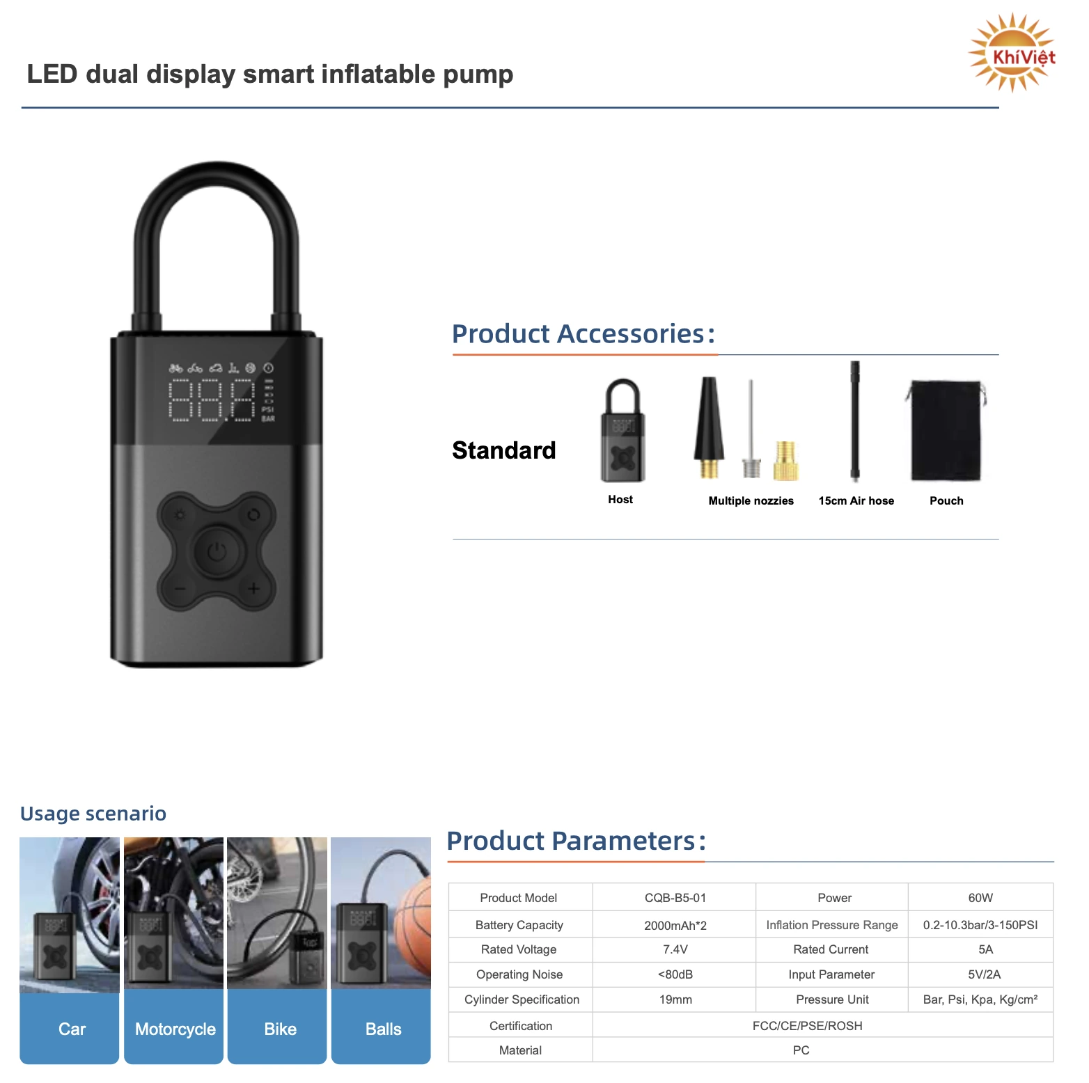 LED Dual Display Smart Inflatable Pump