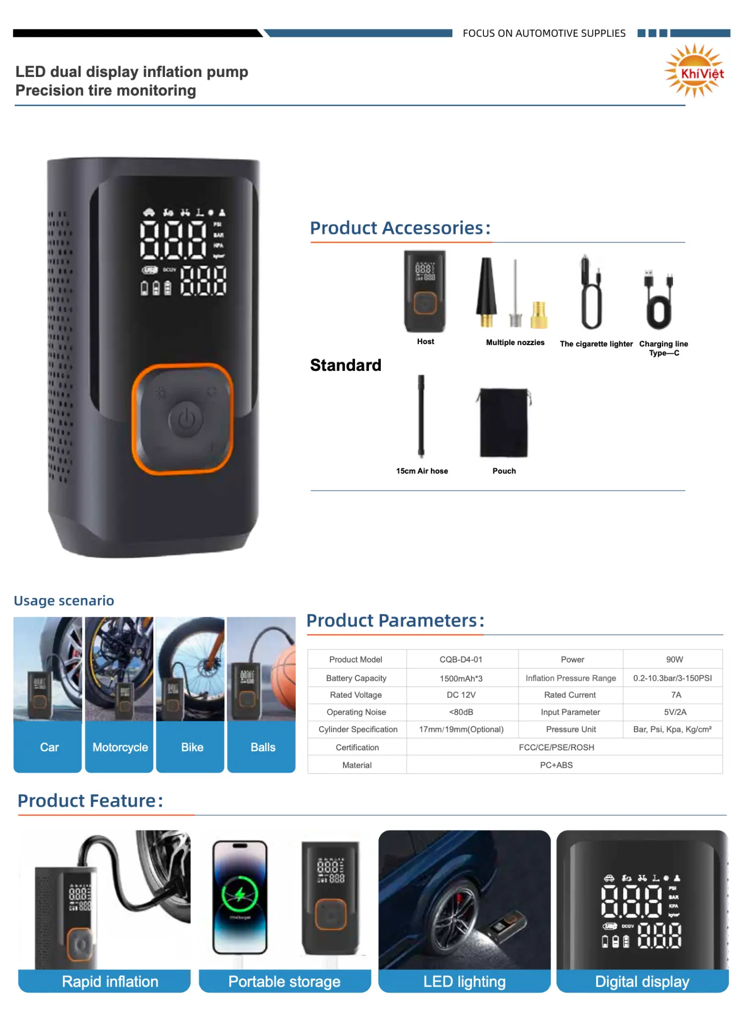 LED Dual Display Inflation Pump product details