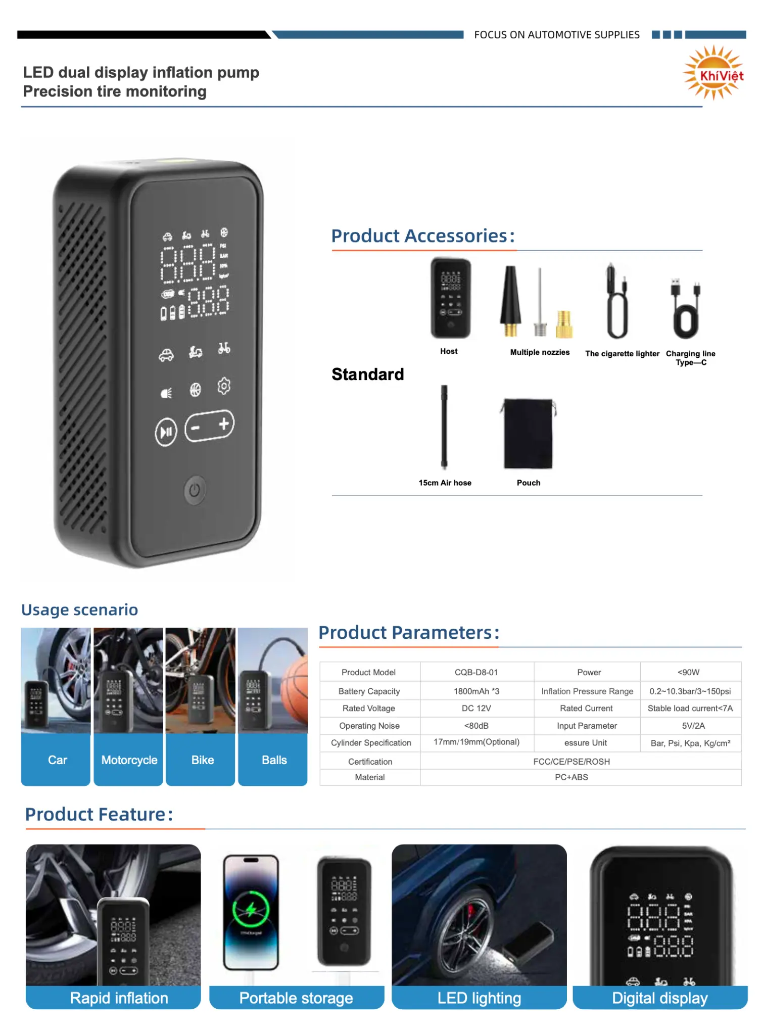 LED Dual Display Inflation Pump product details