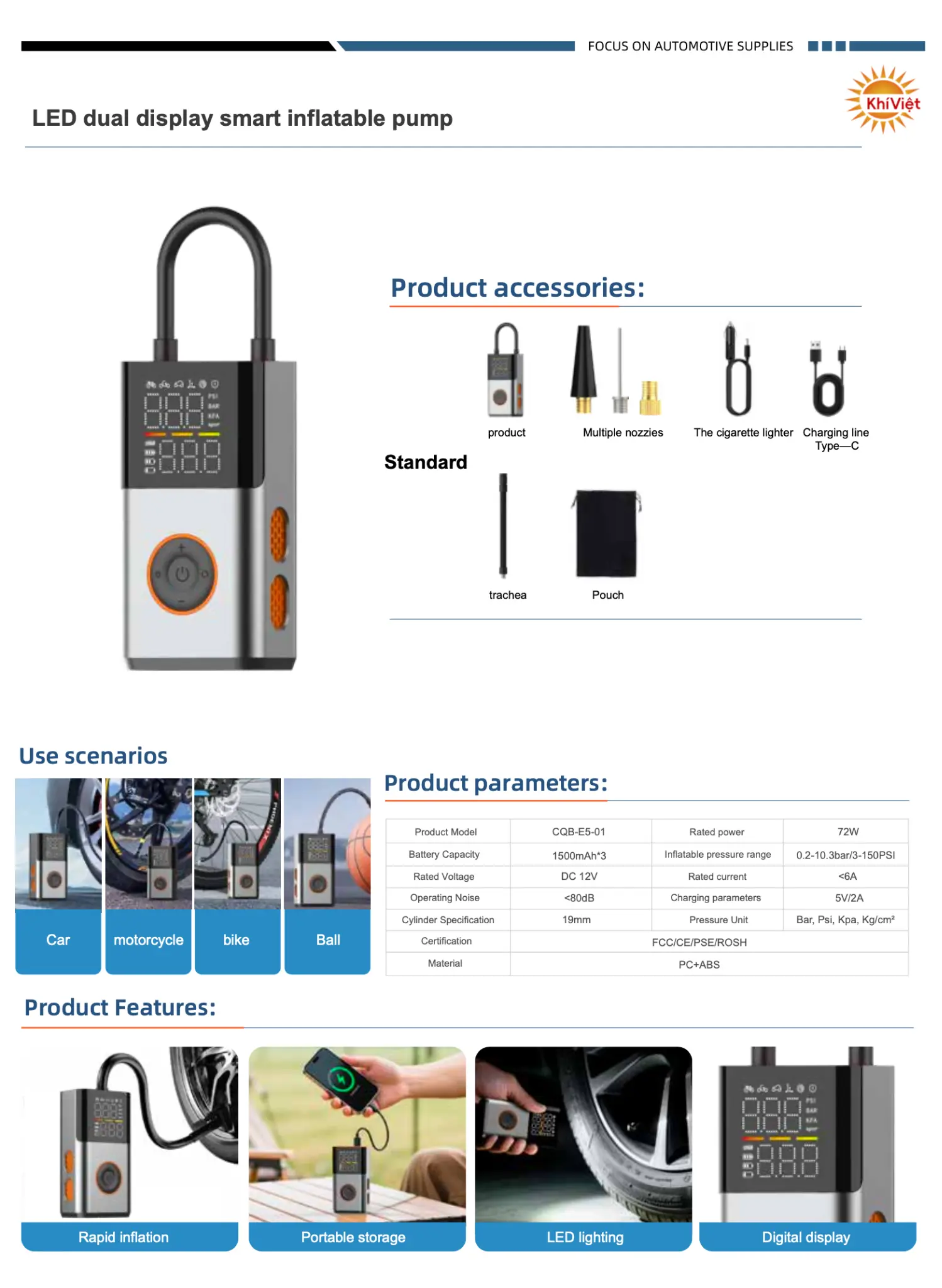 LED Dual Display Smart Inflatable Pump product details