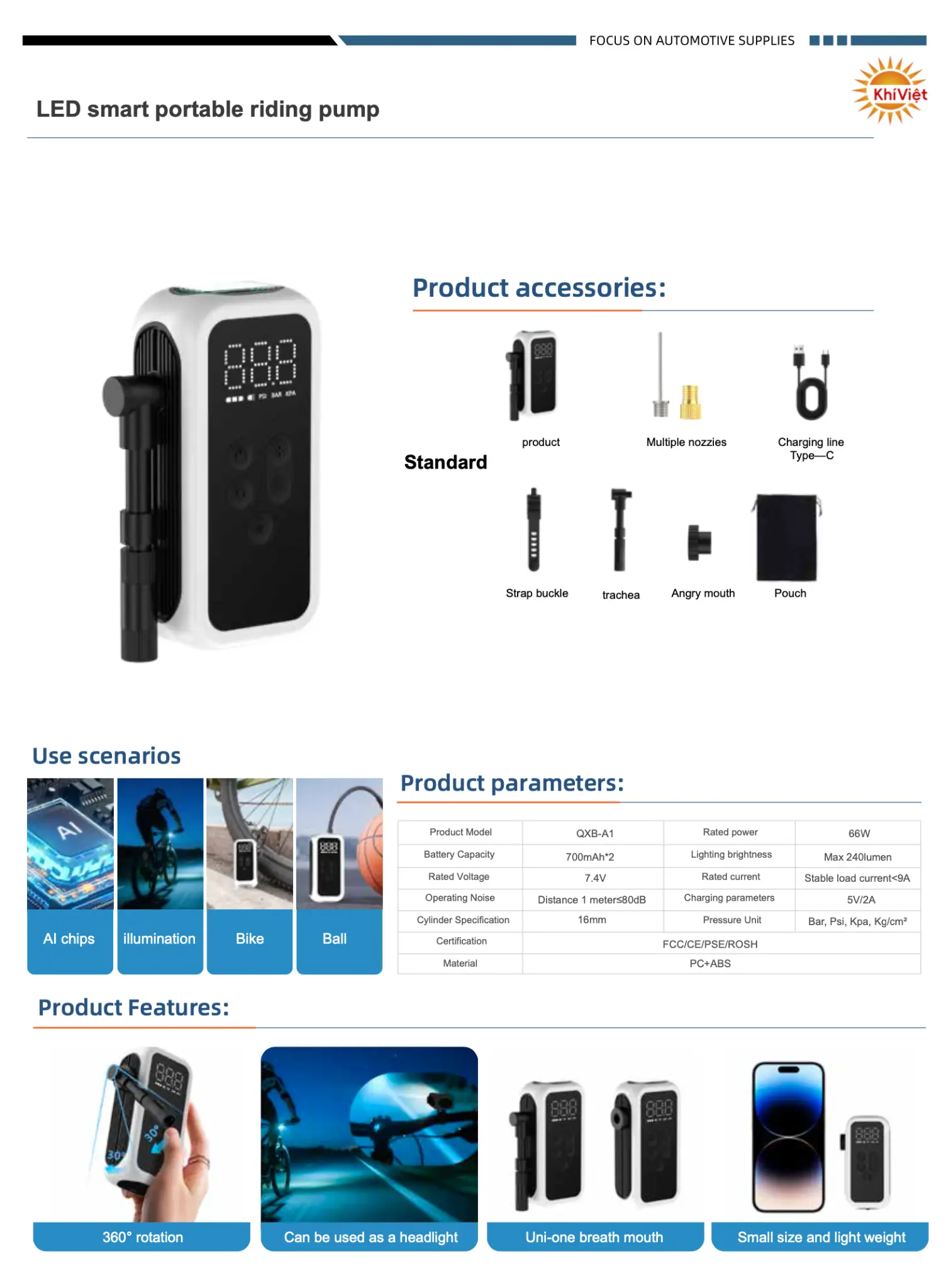 LED Smart Portable Riding Pump product details
