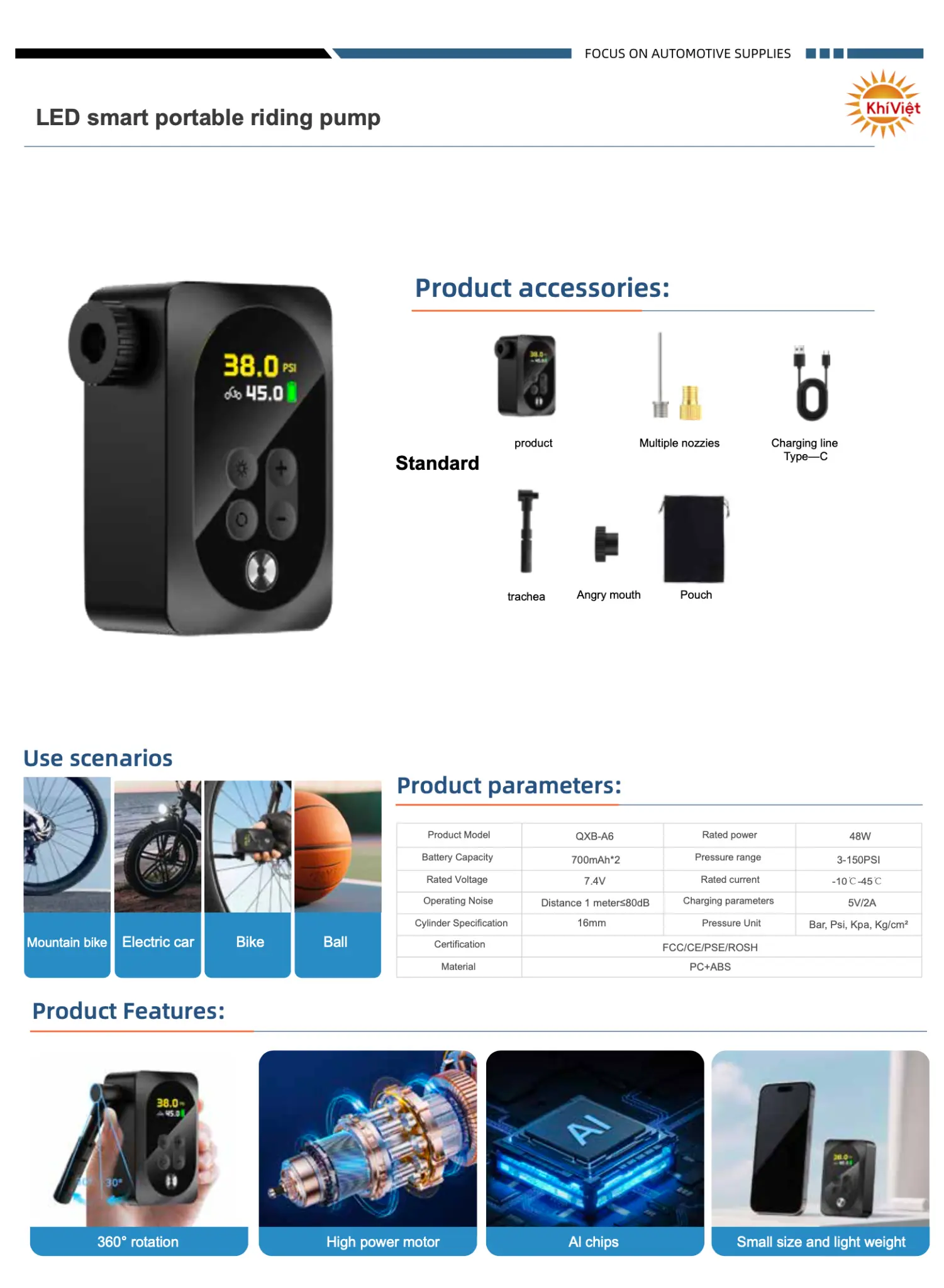 LED Smart Portable Riding Pump product details