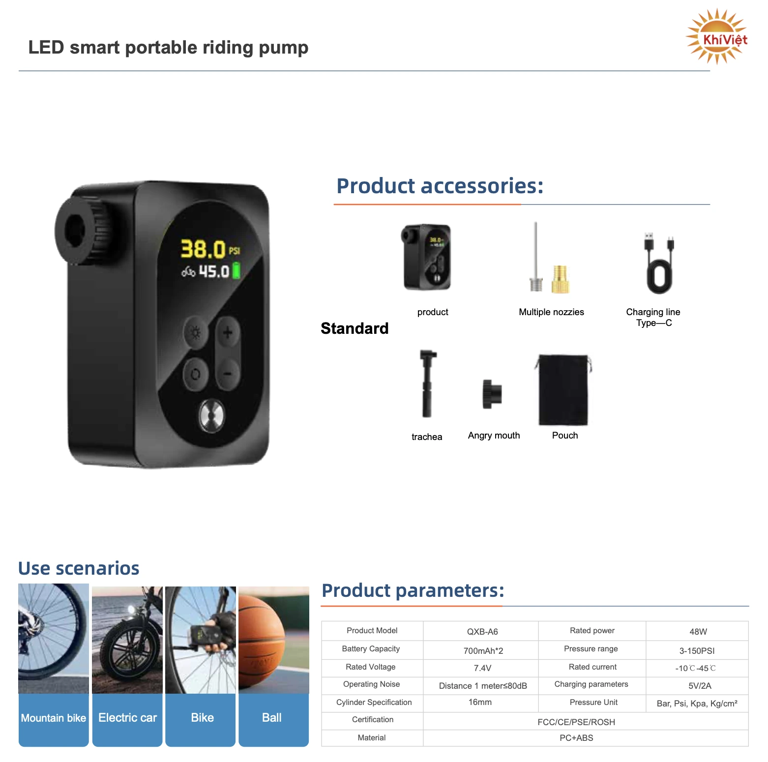 LED Smart Portable Riding Pump