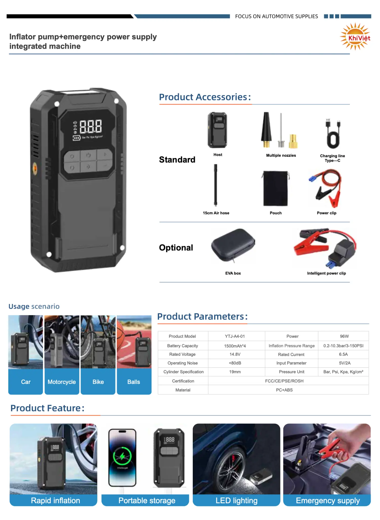 Inflator Pump + Emergency Power Supply Integrated Machine product details