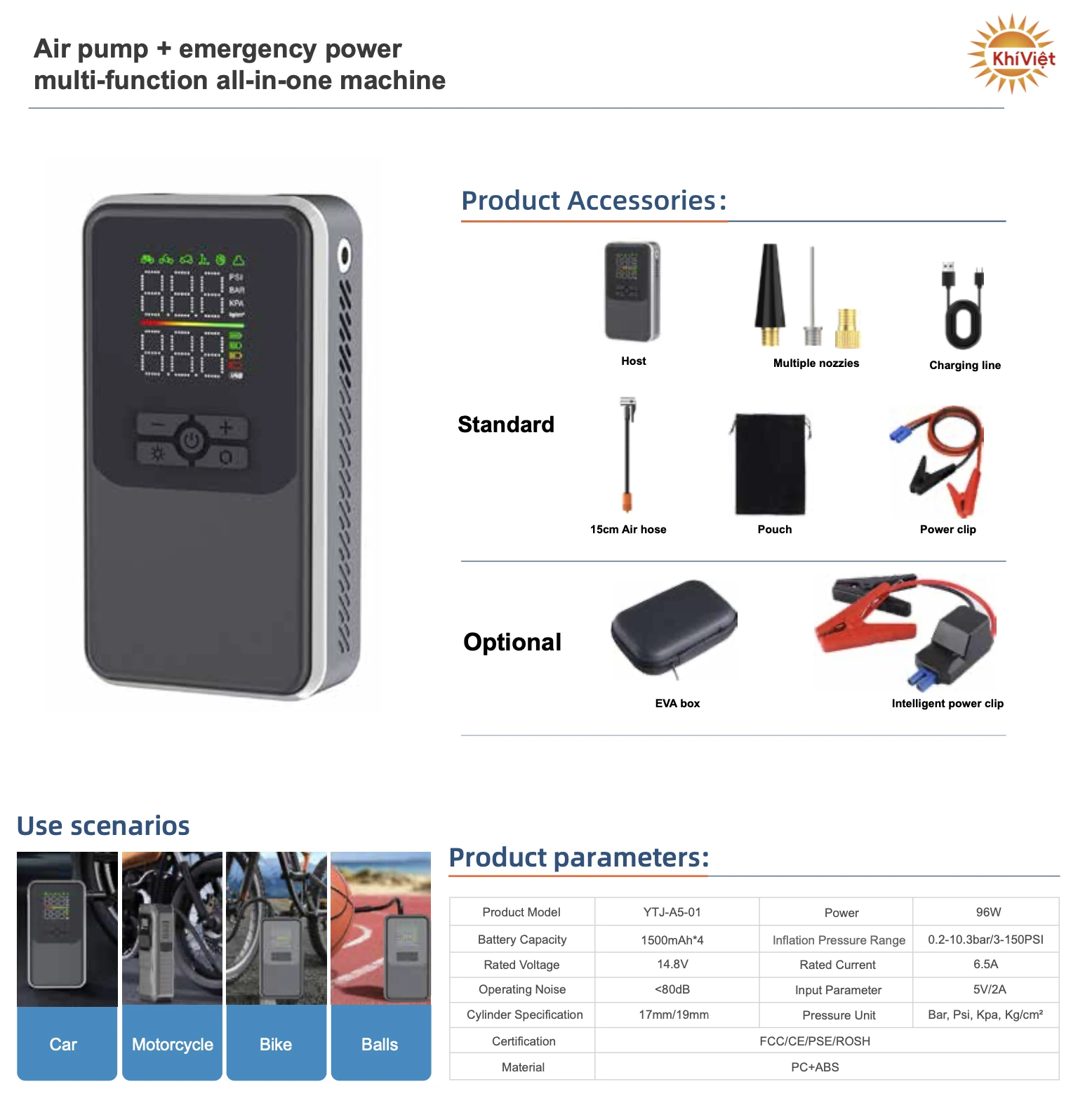 Air Pump + Emergency Power Multi-Function Machine